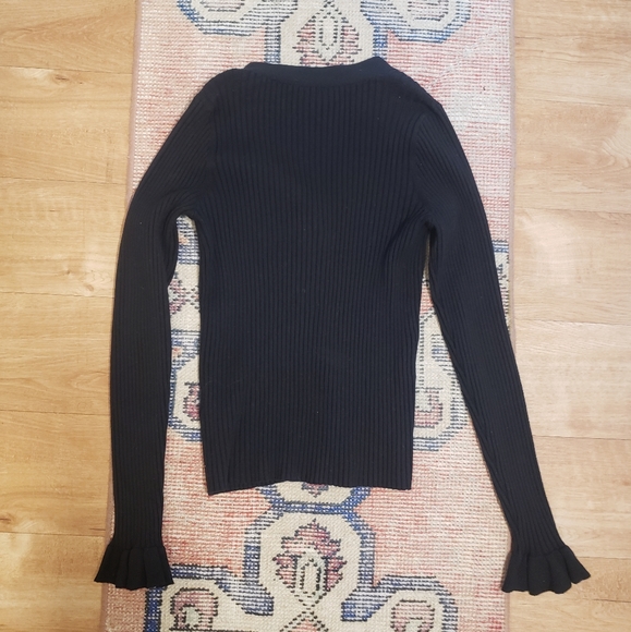 & Other Stories Black Ribbed Ruffle Cardigan - Picture 9 of 10